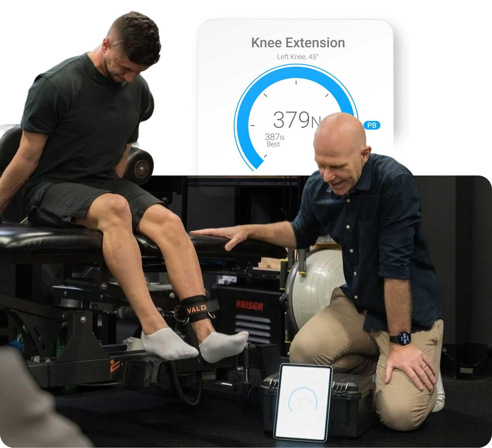 Knee extension strength assessment using DynaMo Plus.
