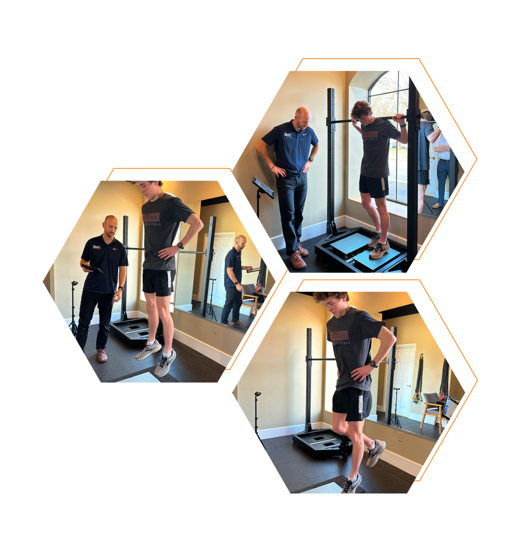 Running test battery of CMJs, single leg jumps (SLJs) and the Ankle Iso-Push assessment.