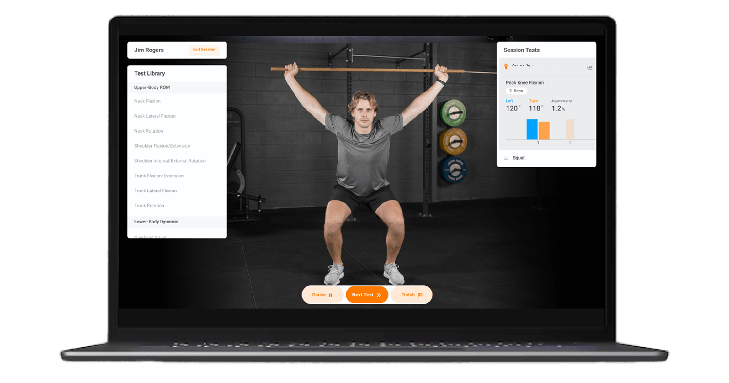 Kinematic analysis of overhead squat using HumanTrak.