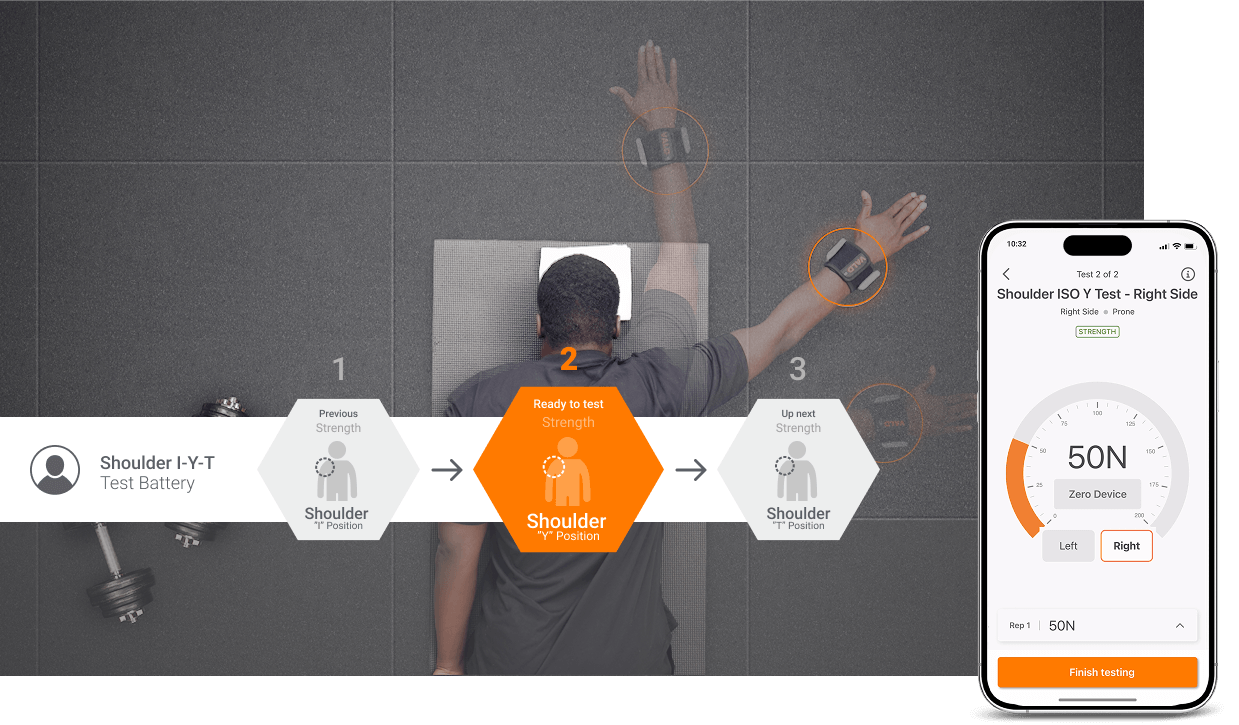 Streamline your workflow with test batteries, such as this shoulder I-Y-T test battery with DynaMo Lite.