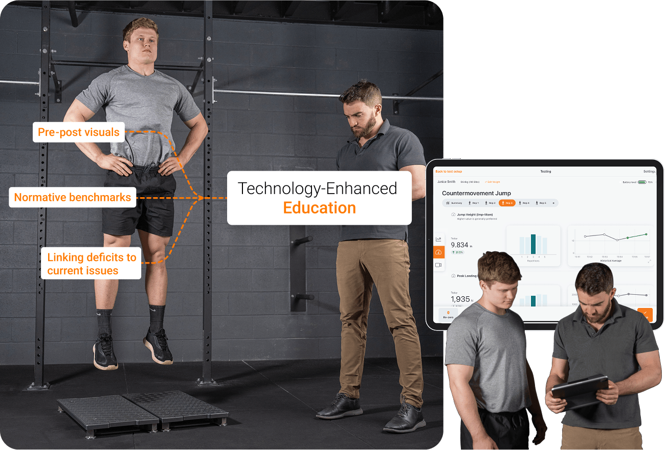 Practitioner testing and explaining results to the client.