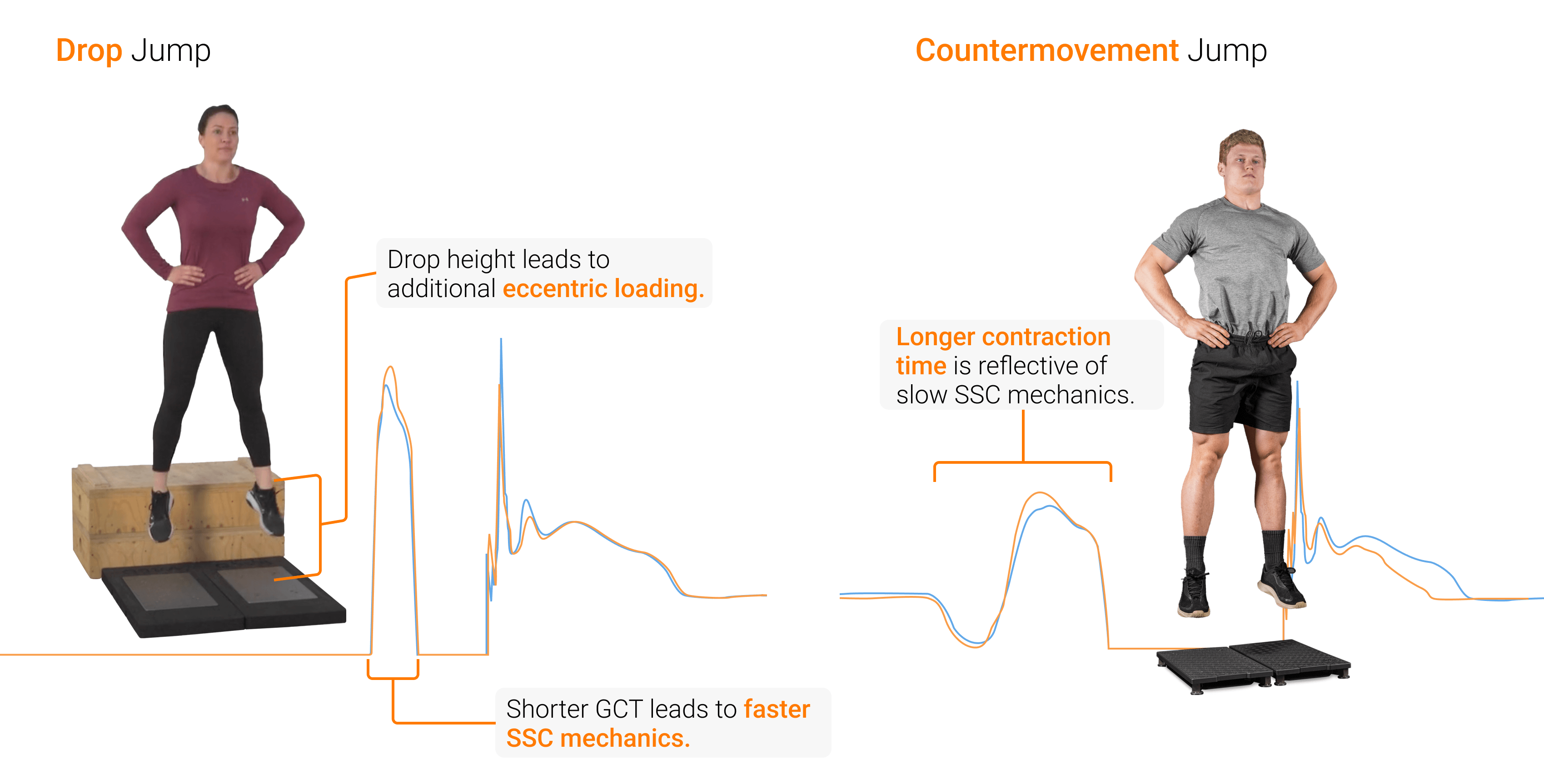 Comparison of force-time characteristics between the DJ and CMJ.