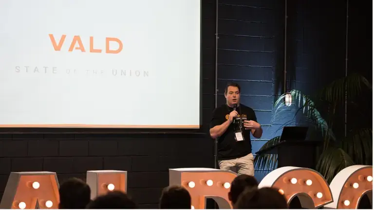 Laurie Malone (CEO) presenting on VALD’s vision for the future of allied healthcare at VALDCON 2022.