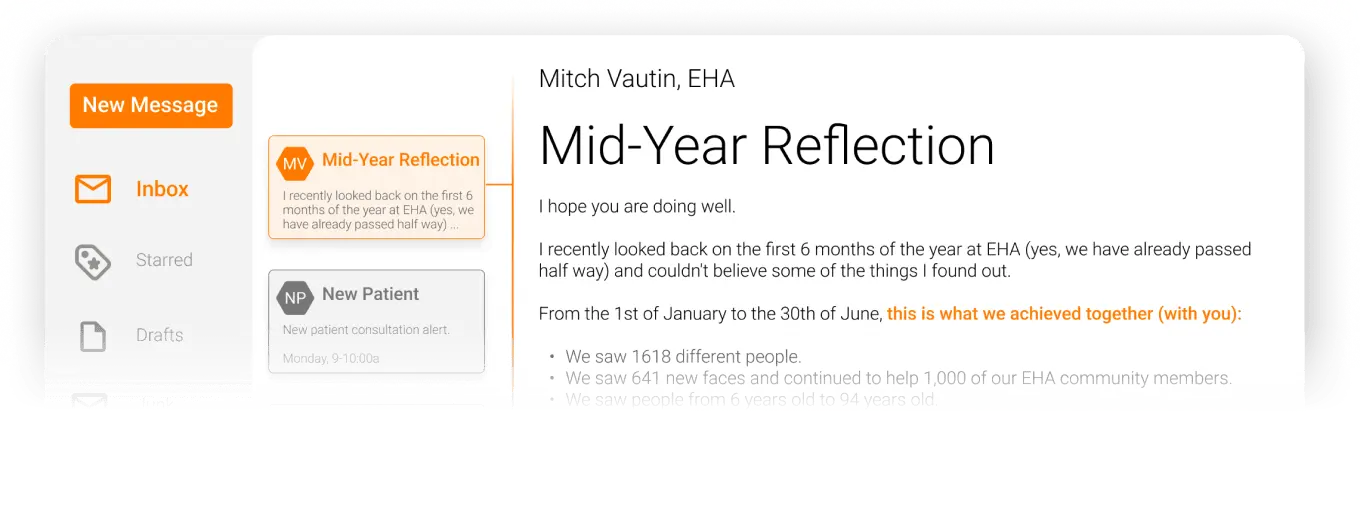 A sneak peek at Mitchell’s email to the EHA members. See the full message later in the article.