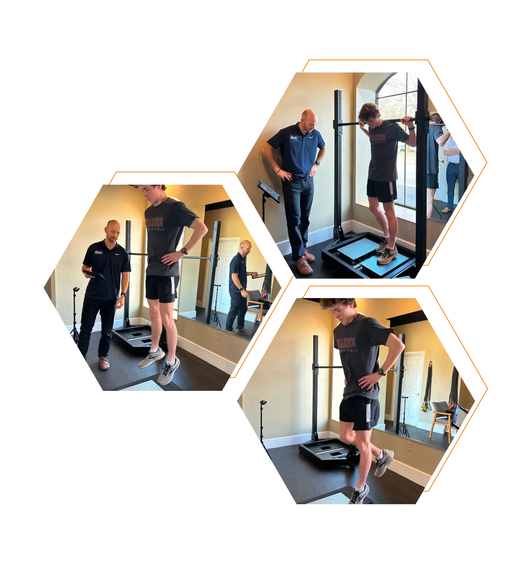 Running test battery of CMJs, single leg jumps (SLJs) and the Ankle Iso-Push assessment.