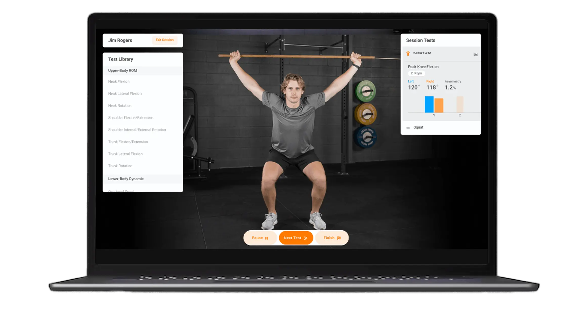 Kinematic analysis of overhead squat using HumanTrak.