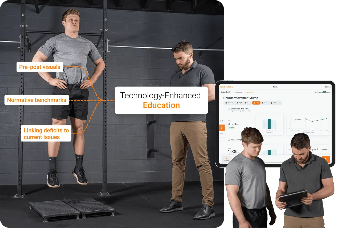 Practitioner testing and explaining results to the client.