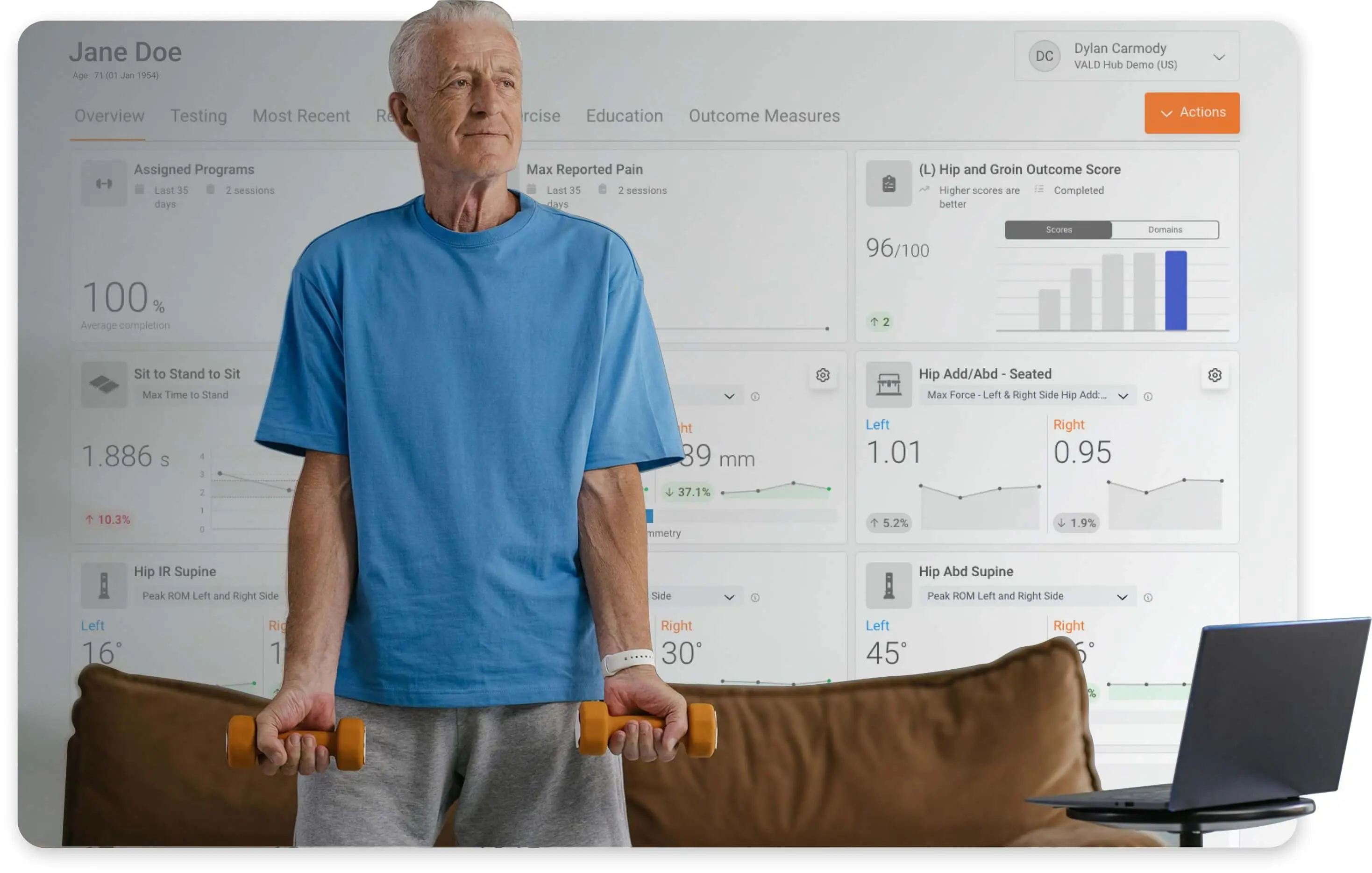 Objective data feeds directly into VALD Hub, giving practitioners a clear view of patient progress.