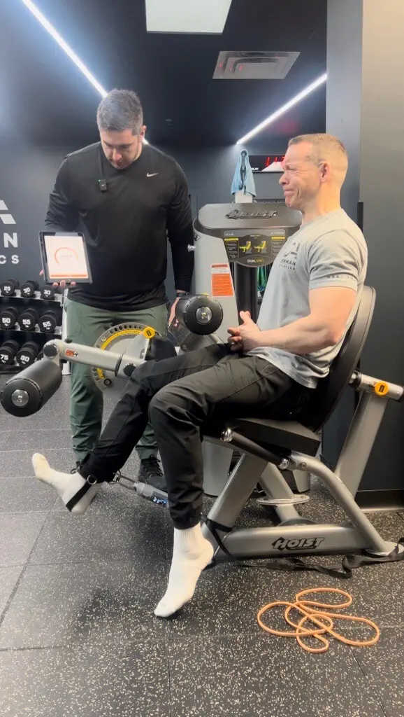 Knee extension tension test using DynaMo Plus.