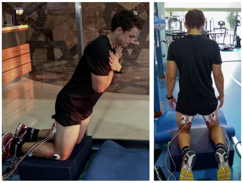 Nicol has used the NordBord as a researcher (and here, as a subject!) since his role at Aspetar, before VALD was founded.